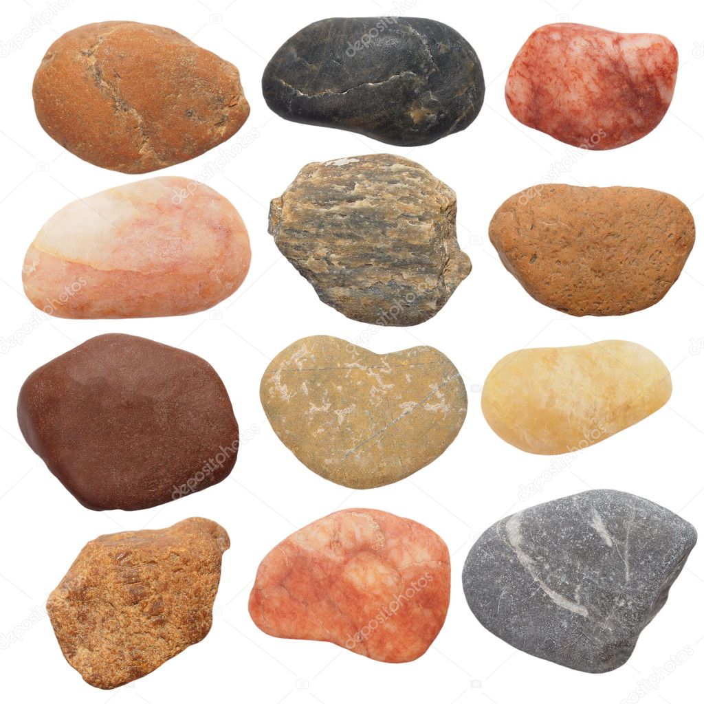 Collection Of Stones Are Isolated On A White Background Collection Rocks Isolated On White Background Stock