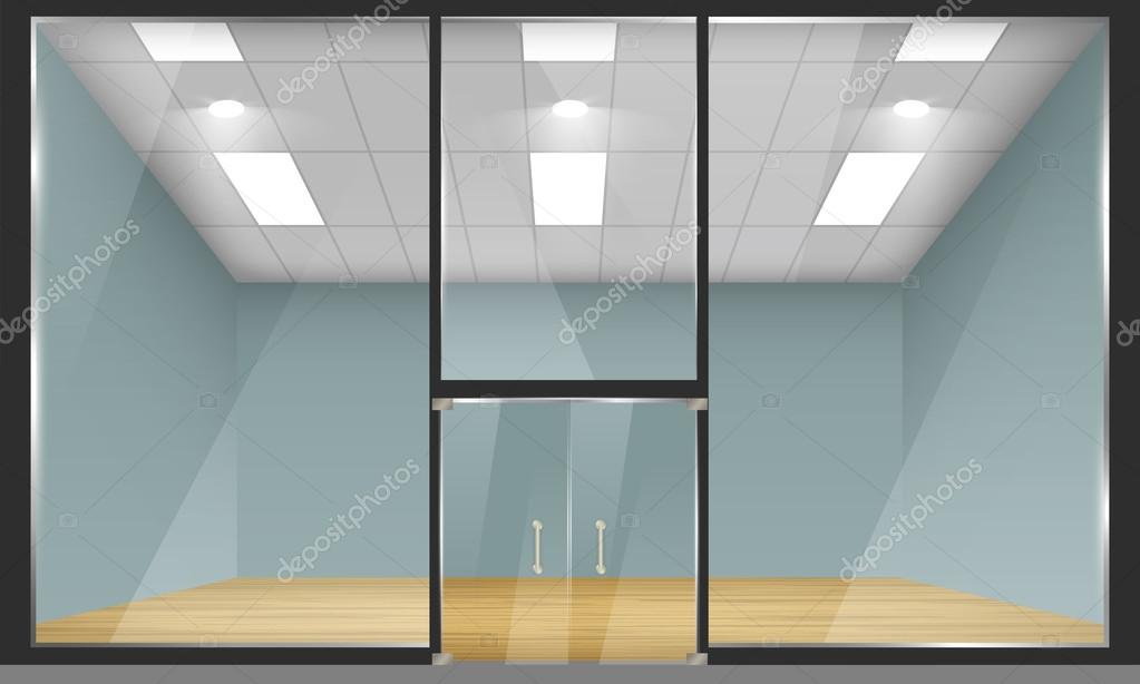 Shop With Glass Windows And Doors Shop With Glass Windows And Doors Front View Stock