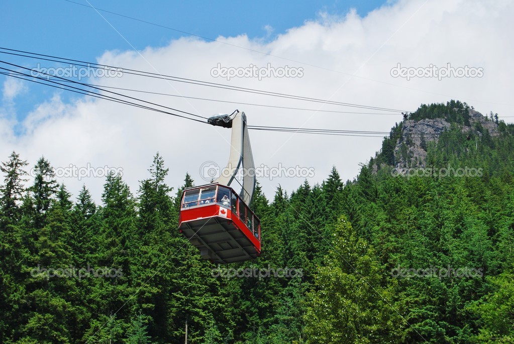 Gondola Ride to Grouse Mountain Top, North Vancouver Canada — Stock