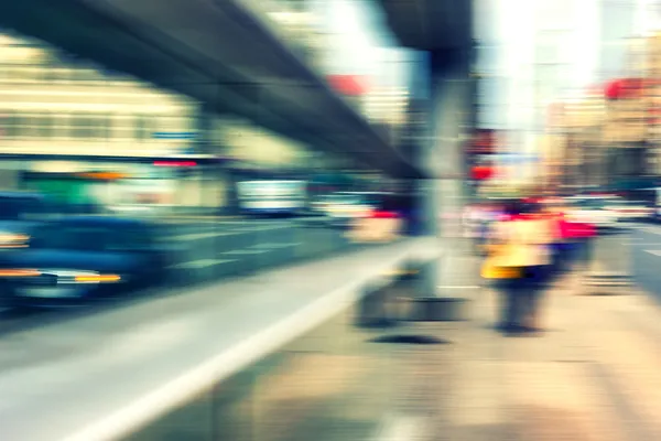 City street in the spring at a fast pace of life