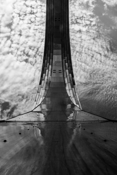 Black and white photo of the bridge to the sky