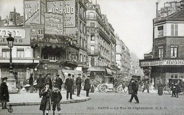 Old postcard of Paris, the street of Clignancourt