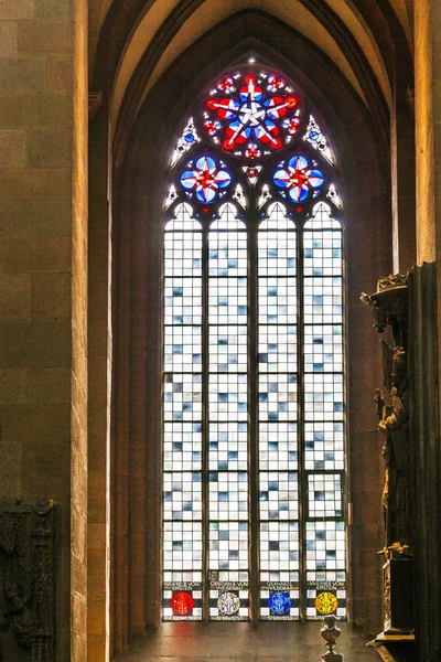 Beautiful colorful gothic windows in the dome of Mainz