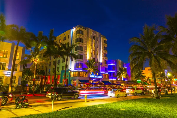 Night view at Ocean drive in South Miami
