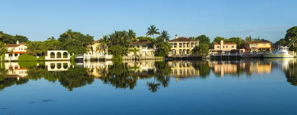 Luxury houses at the canal on Pinetree Drive in Miami