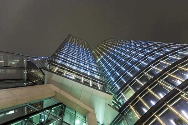 Facade of uniqa tower in Vienna by night