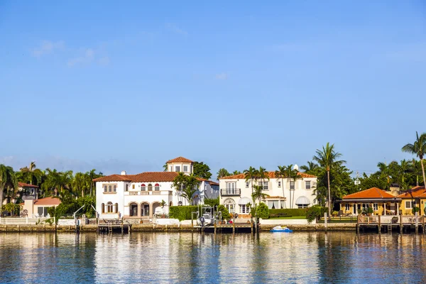 Luxury houses at the canal in Miami