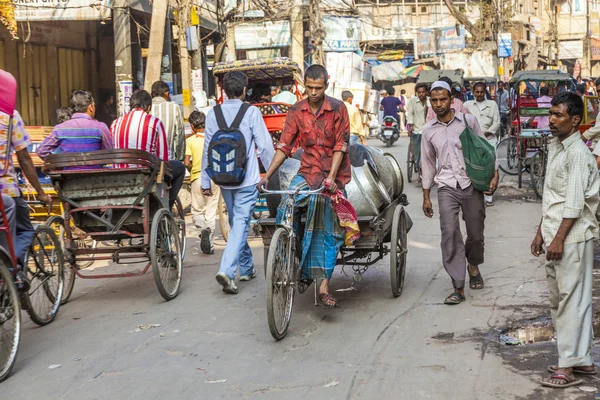 Cycle rickshaws with cargo load in the streets