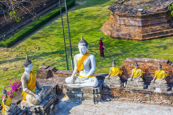 Buddha statues at the temple of Wat Yai Chai Mongkol in Ayutthay
