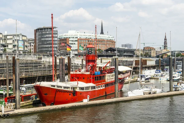 Famous Lightship LV 13 serves nowadays as Restaurant in Hamburg