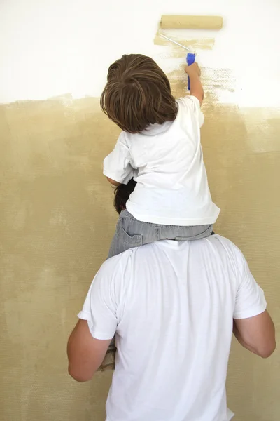 Father and son paint room