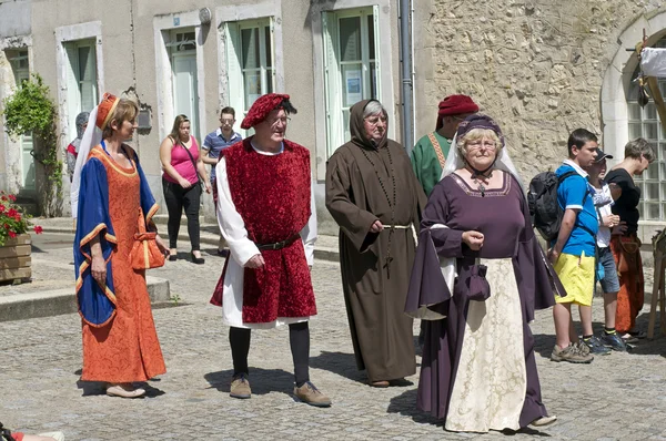 Parade of characters during the medieval festival