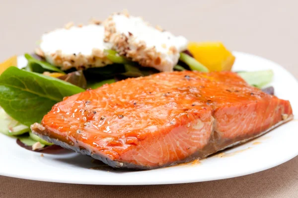 Salmon with goat cheese and beet salad