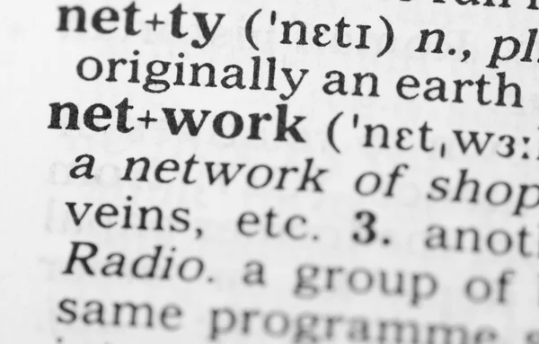 Macro image of dictionary definition of network