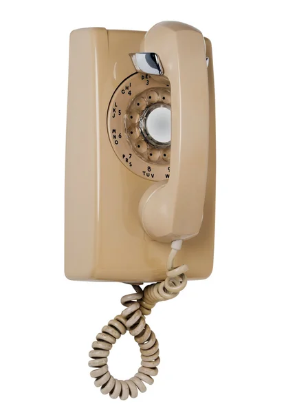 Old wall rotary phone, isolated