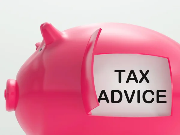 Tax Advice Piggy Bank Shows Advising About Taxes