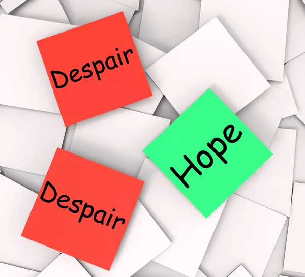 Hope Despair Post-It Notes Show Hoping Or Depression
