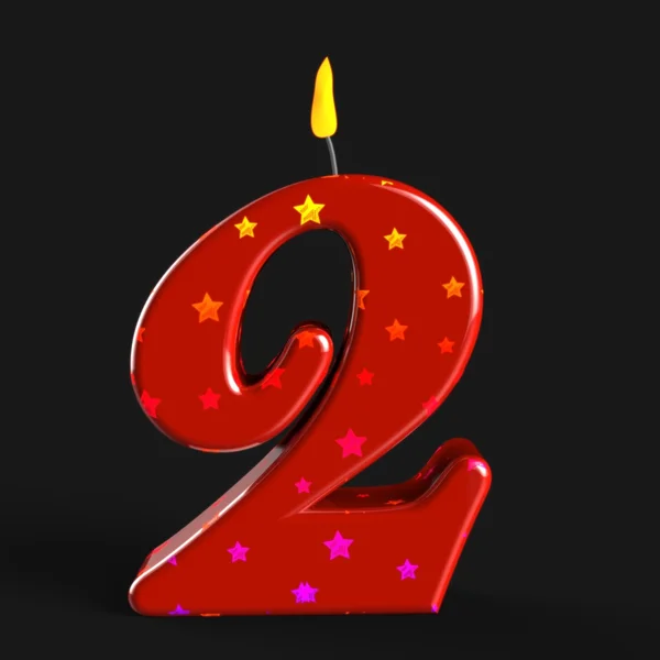 Number Two Candle Means Second Birthday Or Celebration