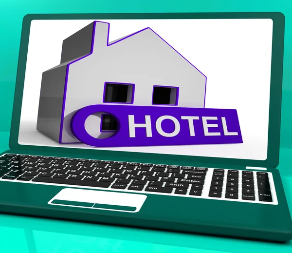 Hotel House Laptop Means Holiday Accommodation And Vacant Rooms