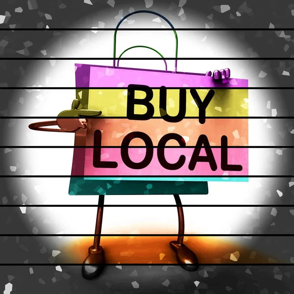 Buy Local Shopping Bag Shows Buying Products Locally