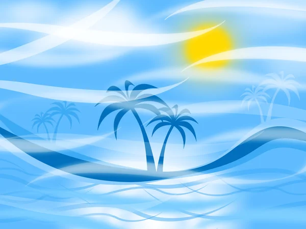 Tropical Island Represents Palm Tree And Background