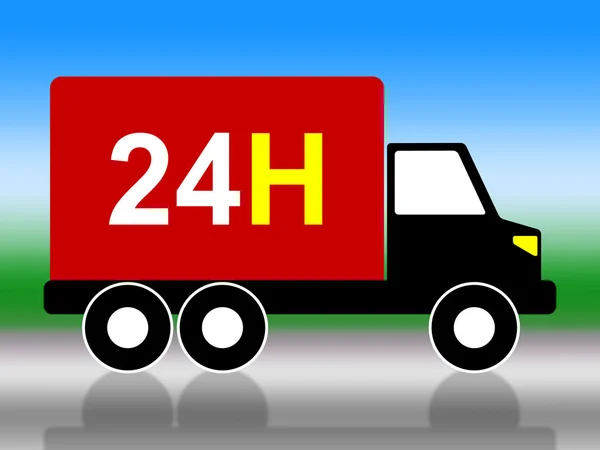 Truck Transport Indicates Twenty Four Hours And 24H