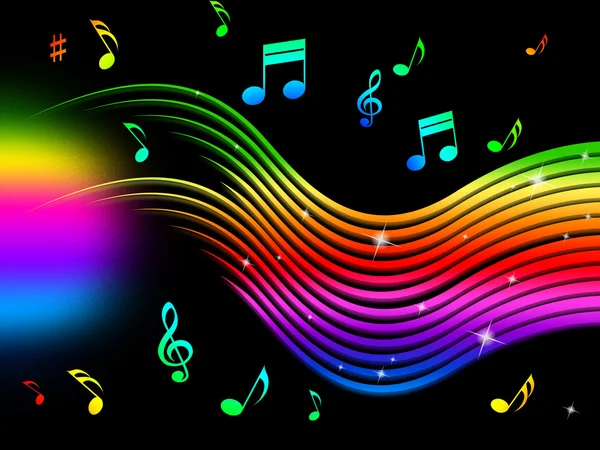 Rainbow Music Background Means Colorful Lines And Melod