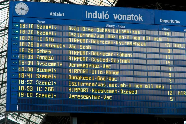 Departure table in a european transport station