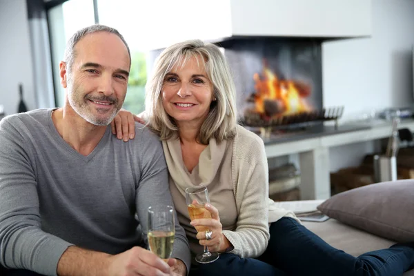 Couple with glass of champagne