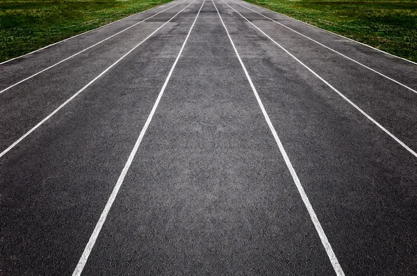 This is closeup of an Empty Running Track.