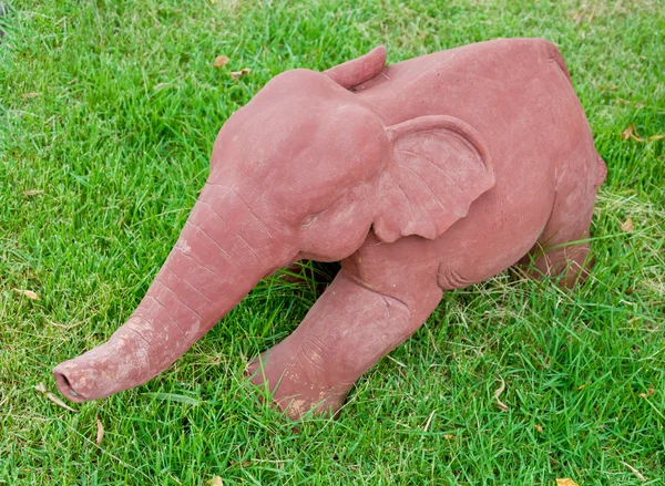 Elephant clay dolls in the garden ,