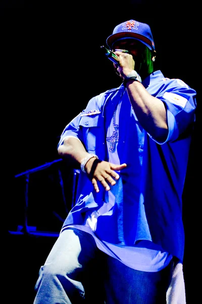 BUCHAREST - JUL 14: Rap artist 50 Cent performs during a concert