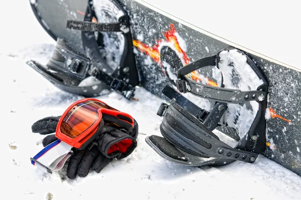 Snowboard equipment, outdoor image in winter time