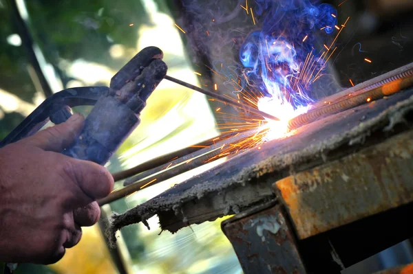 Welding close-up bright light