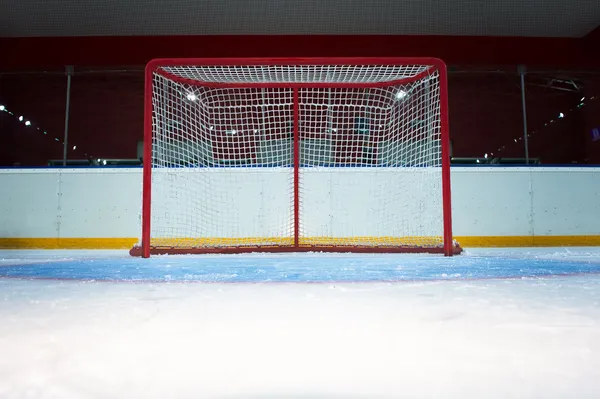 Hockey goal on ice rink