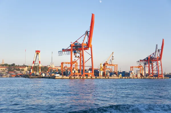 Ship to shore gantry crane in port in Istanbul, Turkey