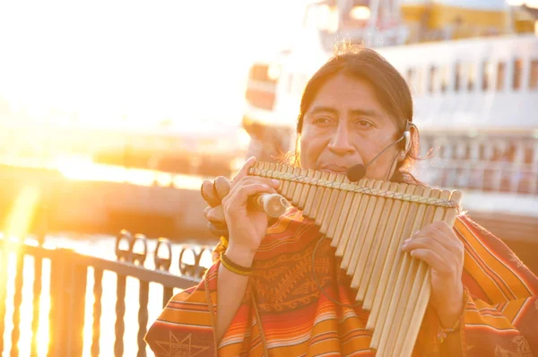 美洲印第安人街头音乐家在卡第魁,伊斯坦布尔