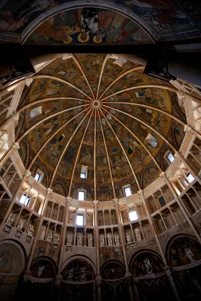 Painted ceiling and walls of The Baptistery of Parma