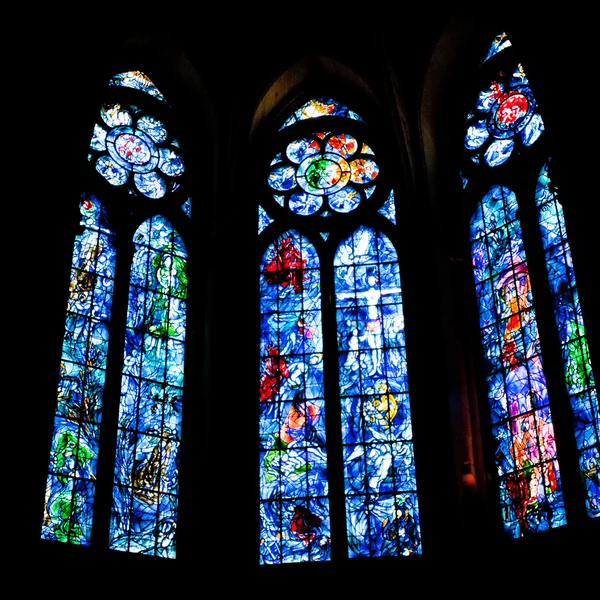 Stained glass works by Marc Chagall in Reims Cathedral