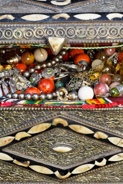 Antique jewelry in ancient treasure chest