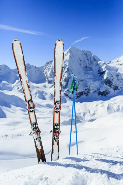 Ski, winter sport, winter mountains - ski run in Italian Alps