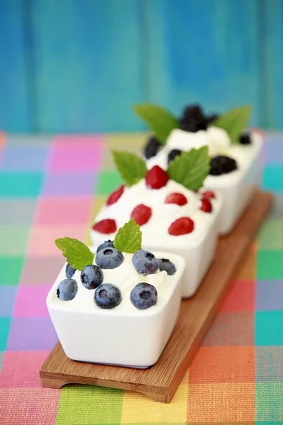 Summer delights - seasonal fruits with yogurt