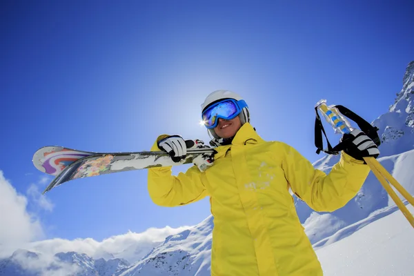 Skier, skiing, winter sport - portrait of  female skier