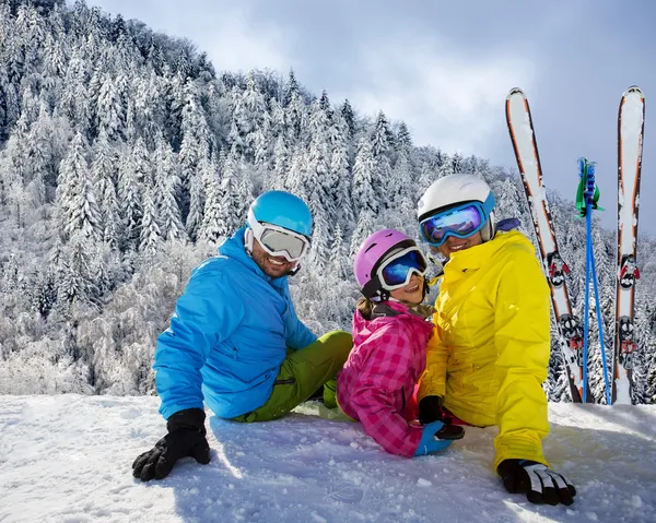 Winter, ski, skiers, snow  - family enjoying ski holiday