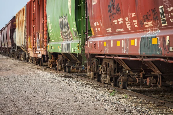Freight Train Cars on Tracks