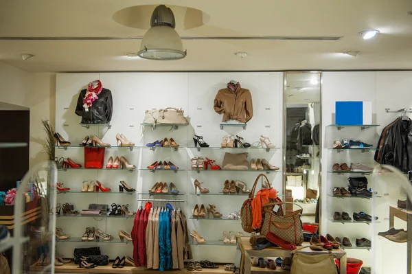 Interior of a casual clothes and shoes store