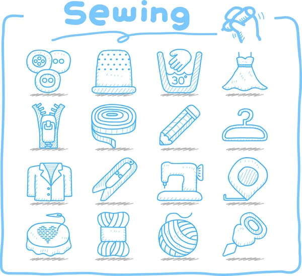 Hand drawn Sewing icon set