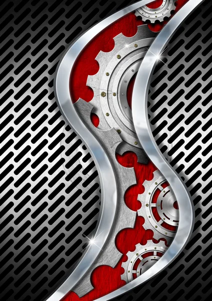 Red and Metal Industrial Gears Background