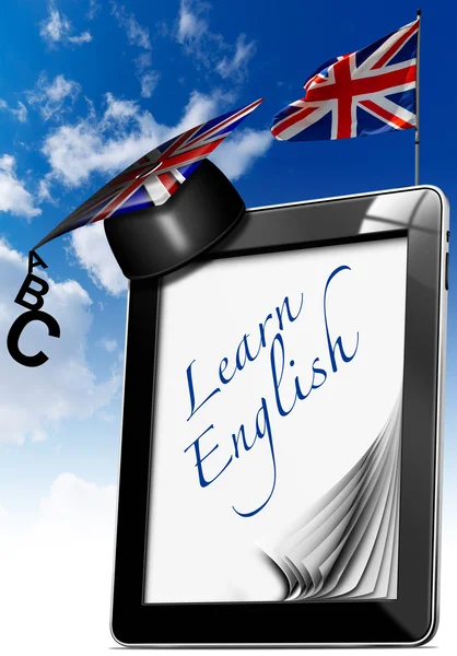 Learn English - Tablet Computer with Graduation Hat