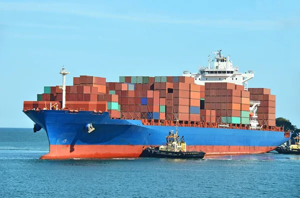 Container stack on freight ship